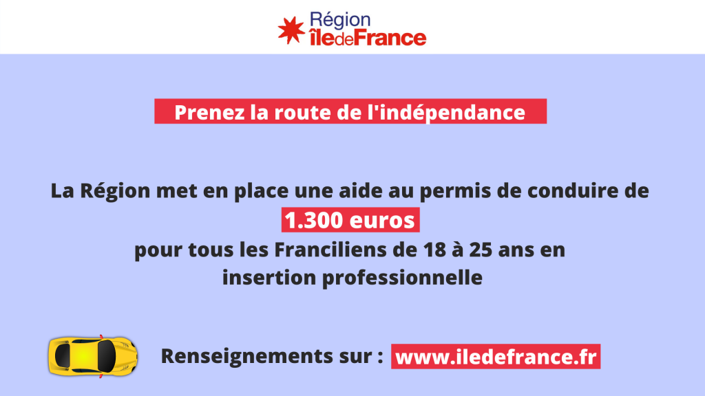 Aide de la Région Île-de-France au permis de conduire pour les jeunes de 18 à 25 ans en insertion professionnelle