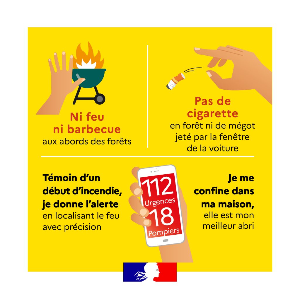 Vignette "Ni feu ni barbecue aux abords des forêts" & "Pas de cigarette ni de mégot jeté par la fenêtre de la voiture" - Chamigny